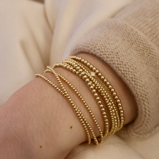 Gold Bowery Stretch Beaded Bracelet - 3 mm
