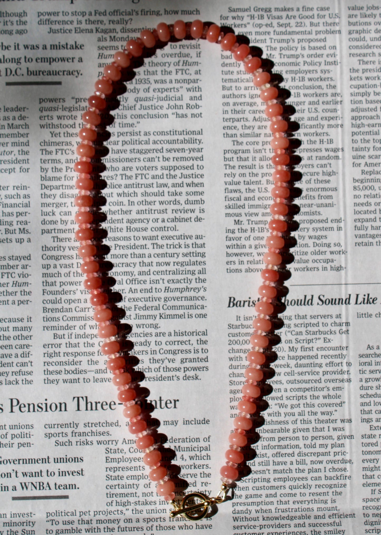 Pink Opal and Rose Quarts Gemstone Necklace