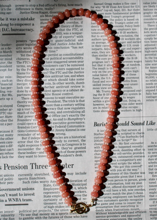 Pink Opal and Rose Quarts Gemstone Necklace