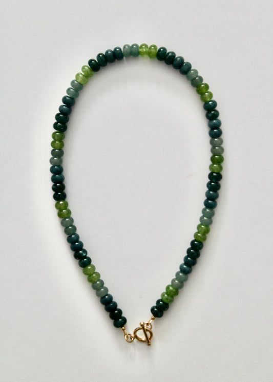 Green Striped Gemstone Necklace