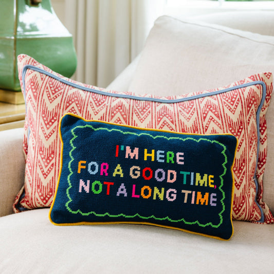 Good Time Needlepoint Pillow