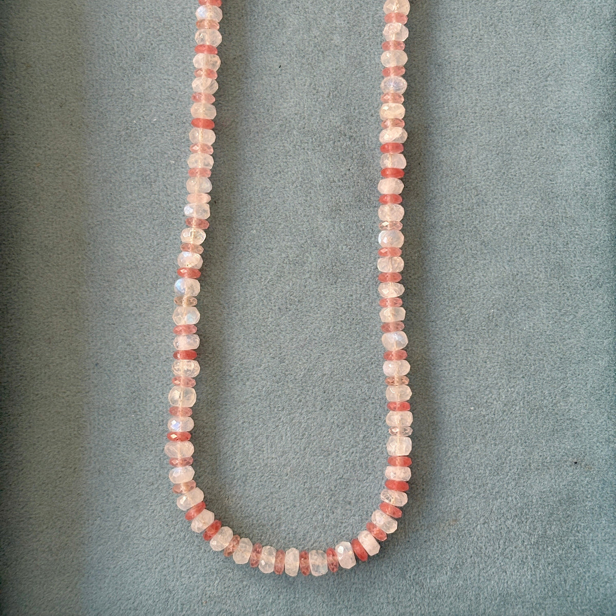 Moonstone and Rose Quartz Gemstone Necklace