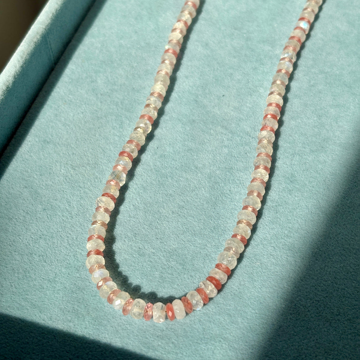 Moonstone and Rose Quartz Gemstone Necklace