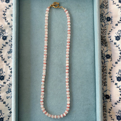 Moonstone and Rose Quartz Gemstone Necklace