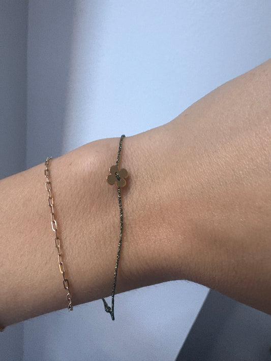 Lucky Clover Silk Cord Bracelet