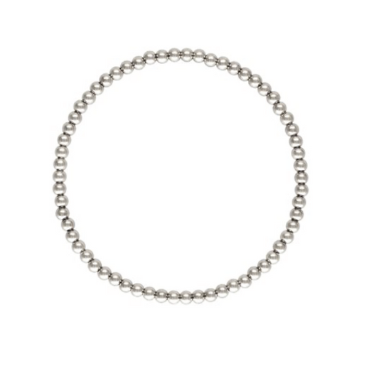 Silver Bowery Stretch Beaded Bracelet - 3mm