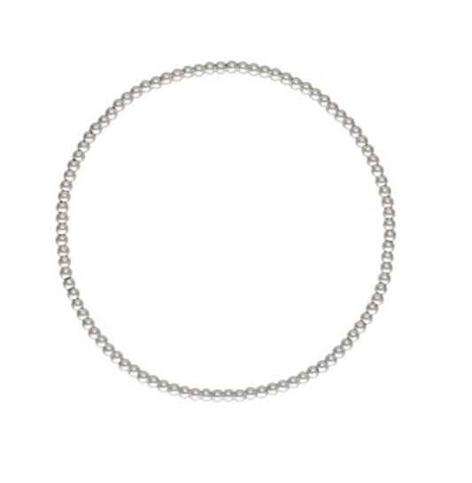 Silver Bowery Stretch Beaded Bracelet - 2mm